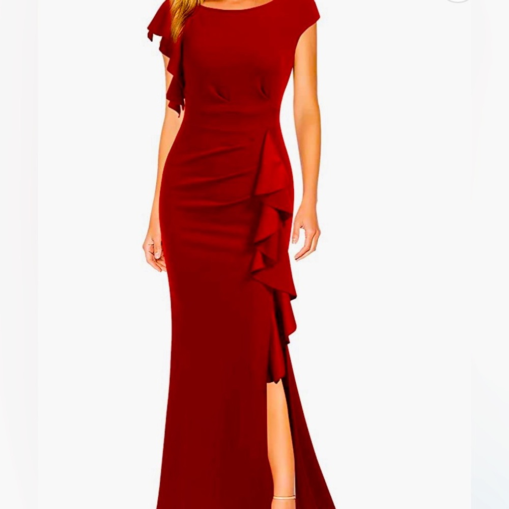 Women's Split Bodycon Mermaid Evening Cocktail Long Dress Red
